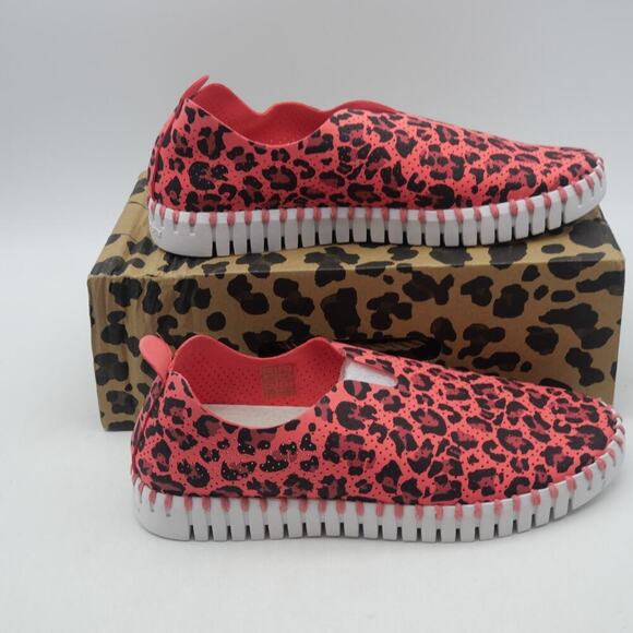 NEW Isle Jacobsen Hornbaek Women's 6 Tulip 139 Leopard Raspberry Pink Shoes - Picture 5 of 11